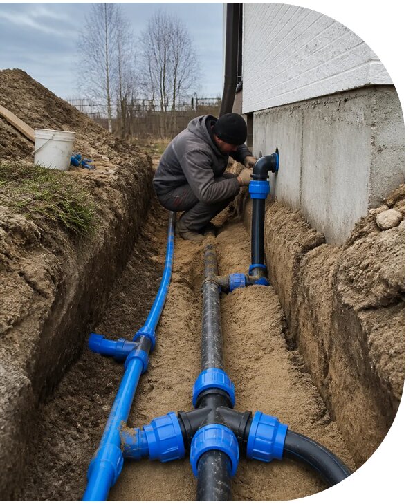 Монтаж наружного водопровода на участке под ключ в Черкесске
